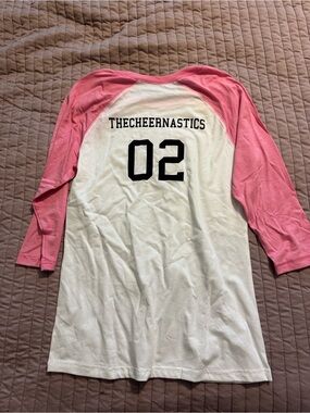 District Pink & White Raglan '02' Cheer Top